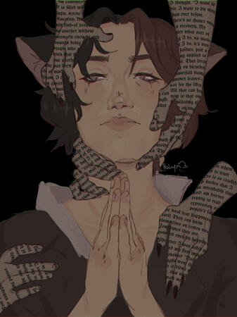 bust up art of my oc, Salem for the "three artists" tiktok trend